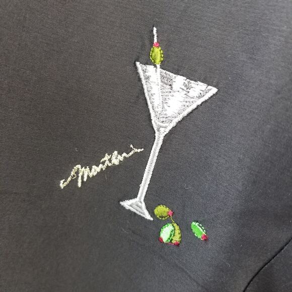 SLB Black Silk Embroidered Cocktail Motif Pants Size 10 - Picture 3 of 6